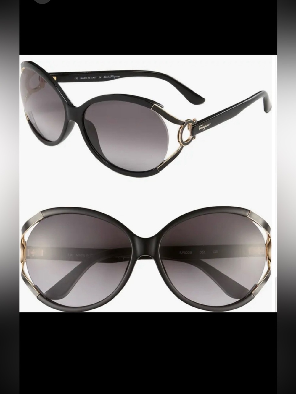 SALVATORE FERRAGAMO Sunglasses SF60OS 001 Authentic W/Case and cards NEW!!!